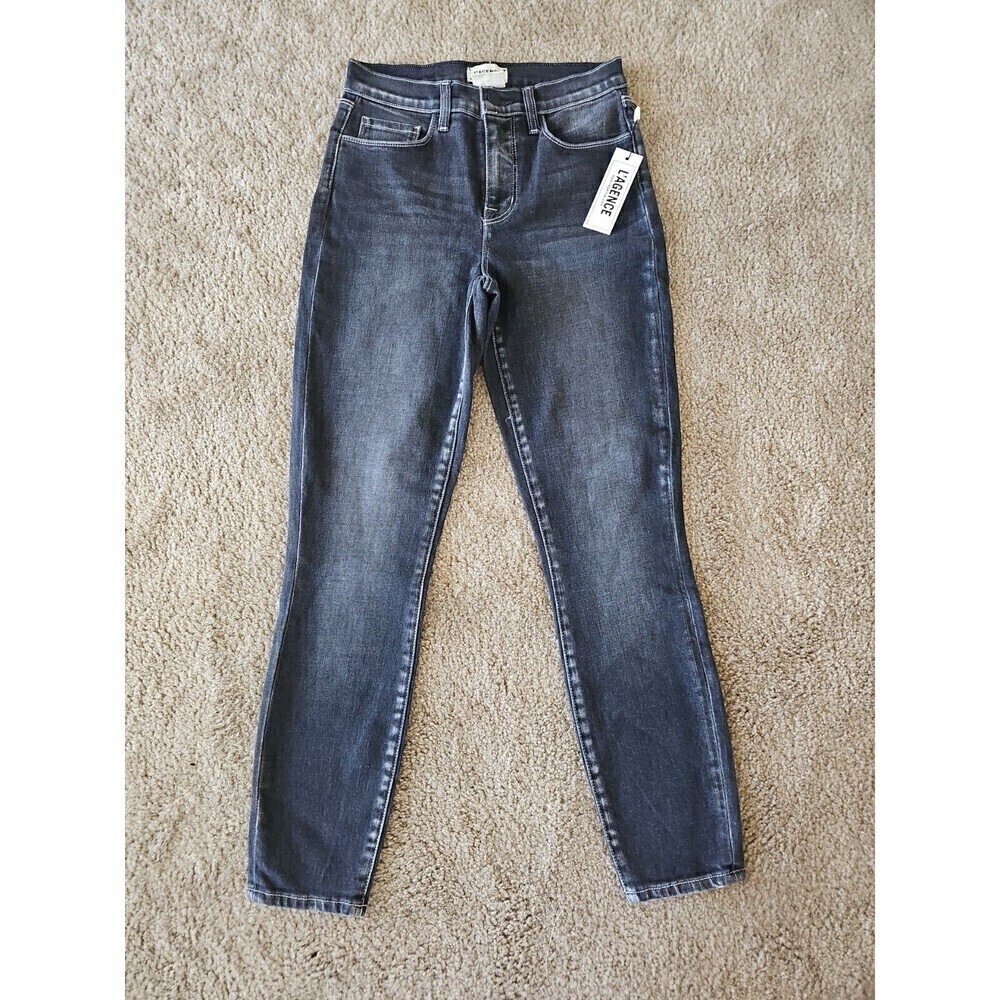 L'Agence Margot Jean High Rise Skinny Ankle Crop Black Stretch 25